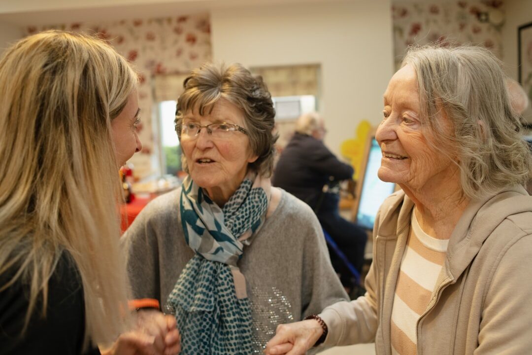 senior friends chatting
