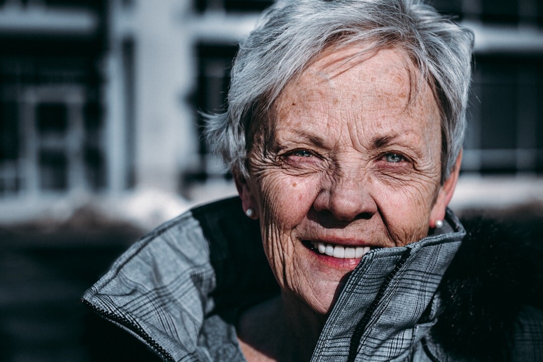 elderly woman smiling at camera